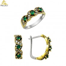 Gümüş Otantik Taşlı Set